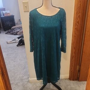 Elegant Teal Lace Dress